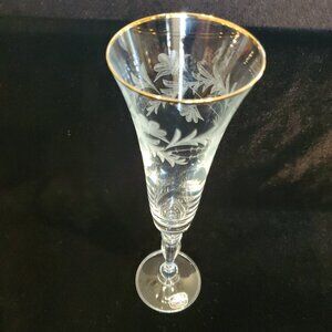 Unique Bohemai Slender Trumpet-shaped Crystal Vase or Champagne Flute 10" H